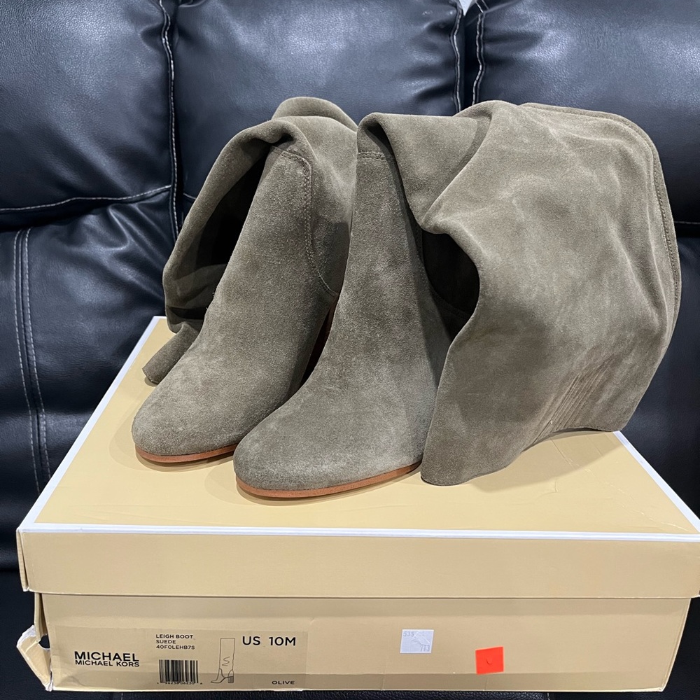 Michael Kors Olive Suede Heeled Boots